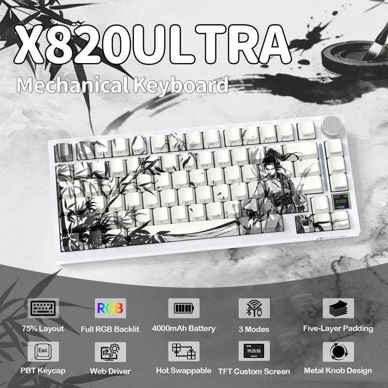 ATTACK SHARK X820 ULTRA Tri-mode Gasket Mechanical Keyboard