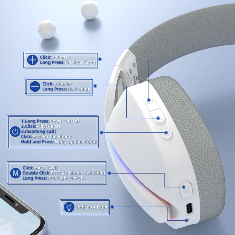 ATTACK SHARK L90 Foldable RGB Ultra-Light Tri-Mode Gaming Headset