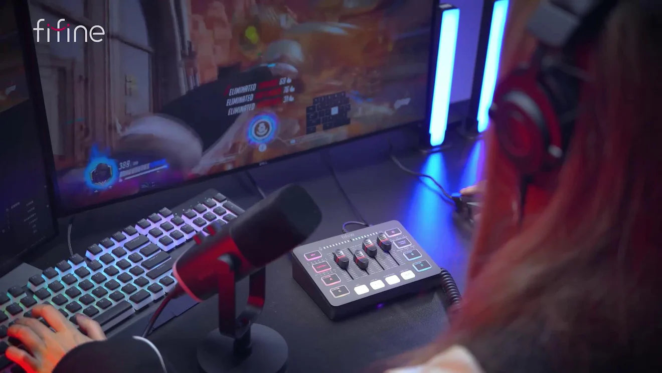 FIFINE AmpliGame SC3 Gaming Audio Mixer with RGB